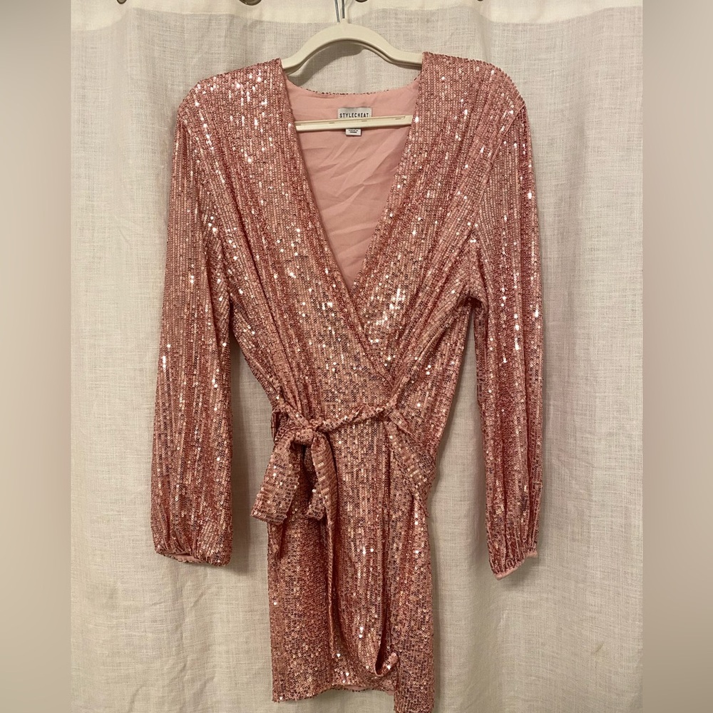 Glittery Pink Long Sleeve Dress